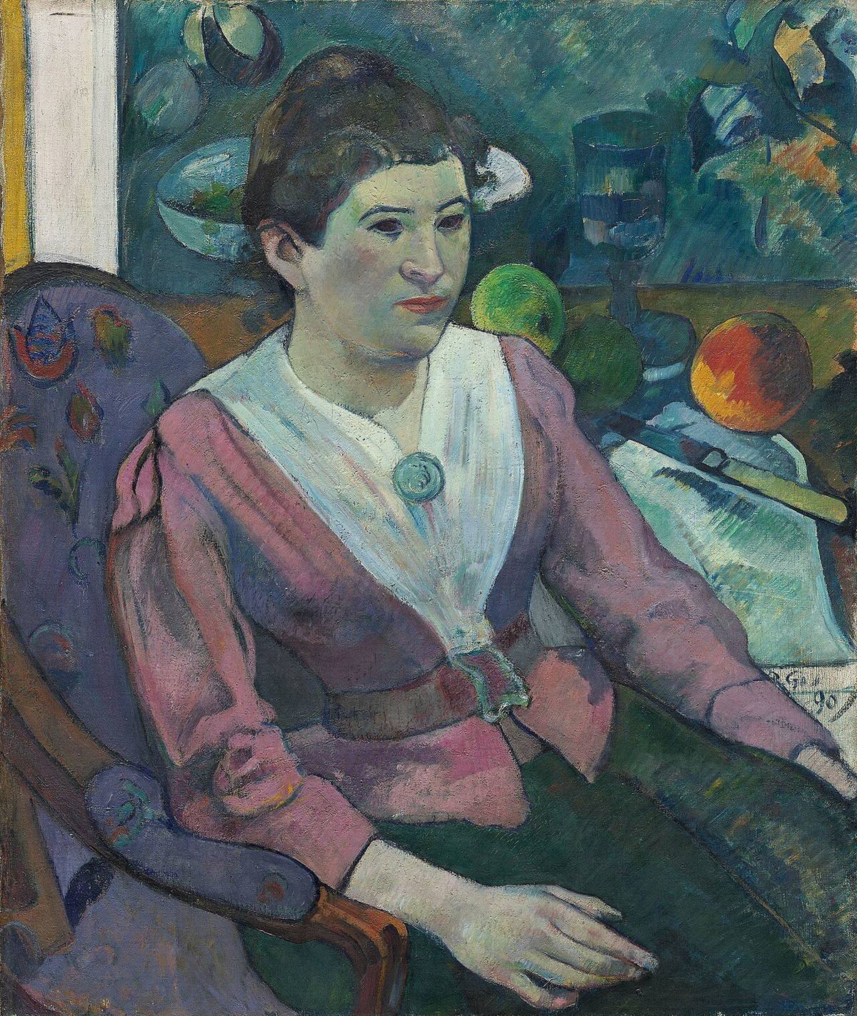 Woman in Front of a Still Life by Cezanne by Paul Gauguin